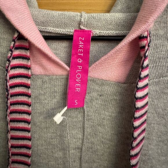 NWT Zaket & Plover Size Small Cotton Gray Pink Fun Hoodie - Picture 8 of 10